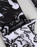 Handschuhe Schwarz Weiß DG Logo Ellenbogenlänge Fäustling