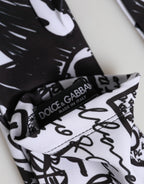 Handschuhe Schwarz Weiß DG Logo Ellenbogenlänge Fäustling