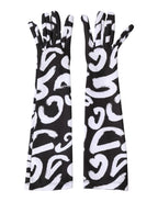 Black White DG Logo Elbow Length Mitten Gloves