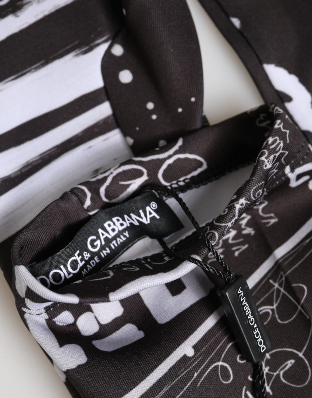 Black White DG Logo Elbow Length Mitten Gloves