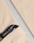 Beige Wool Fingerless Elbow Length Women Gloves