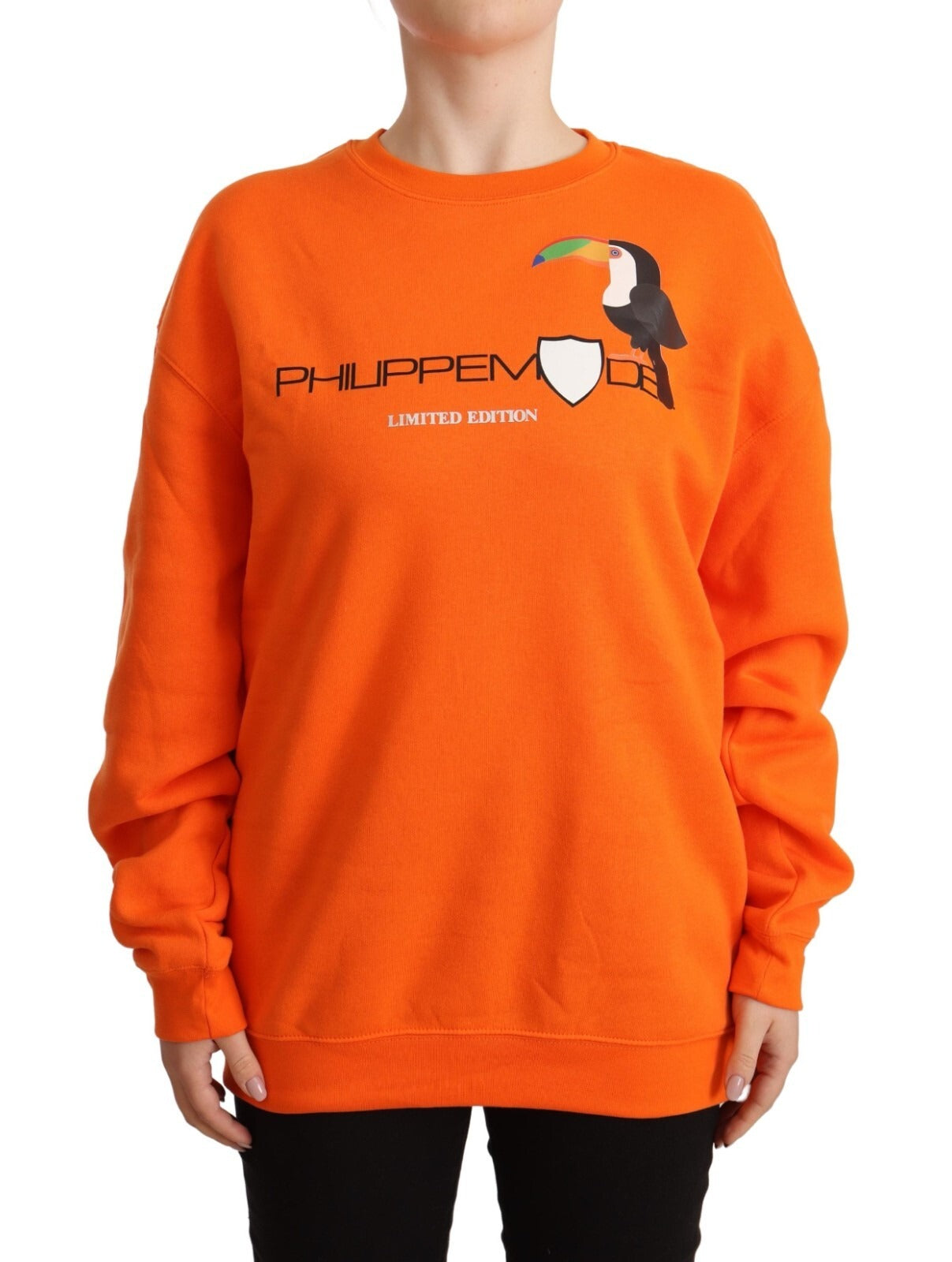 Orange Bedruckter Langarm Pullover