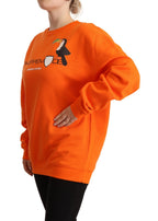 Orange Bedruckter Langarm Pullover