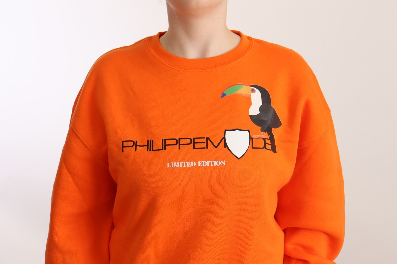 Orange Bedruckter Langarm Pullover