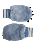 Blaue Strickhandschuhe aus Acryl mit Kunstfell