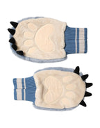 Blaue Strickhandschuhe aus Acryl mit Kunstfell