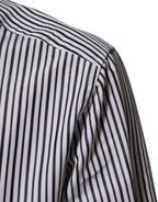 Camicia elegante da uomo a righe bianche e nere con dettagli dorati