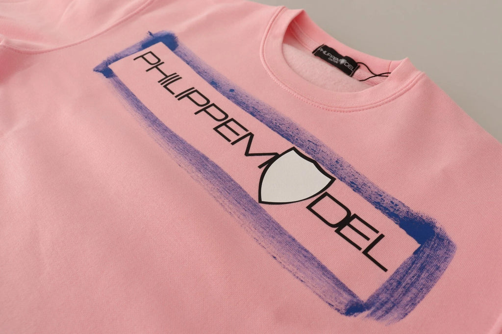 Pink Printed Long Sleeves Pullover Sweater