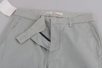 Cotton Gray High Waist Skinny Cropped Trousers Pants