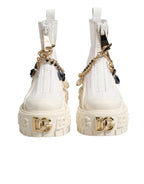 White Leather Rubber Logo Ankle Boots Shoes