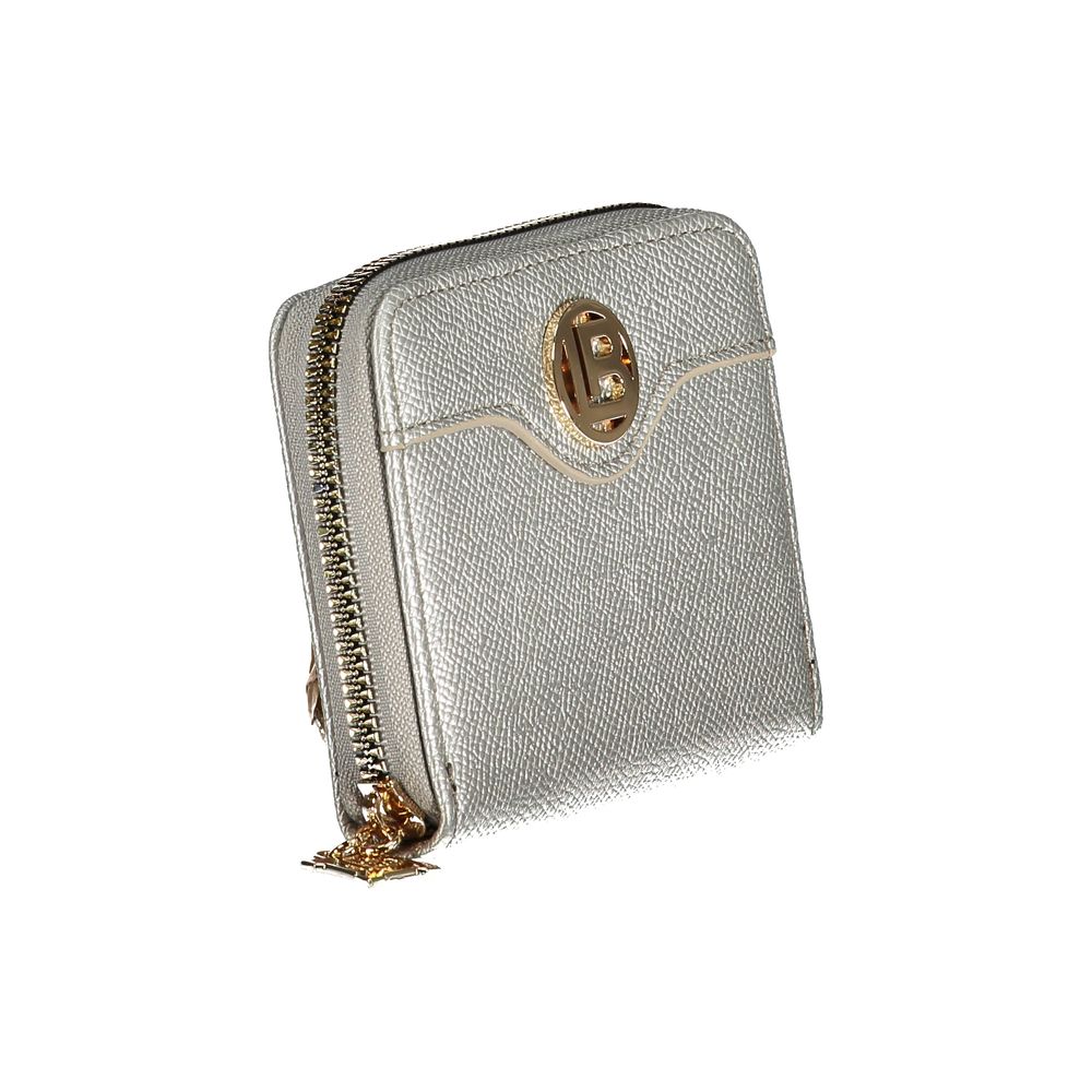 Graue Polyurethan-Damenbrieftasche