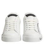 Weiße, graue Low-Top-Sneaker aus Leder