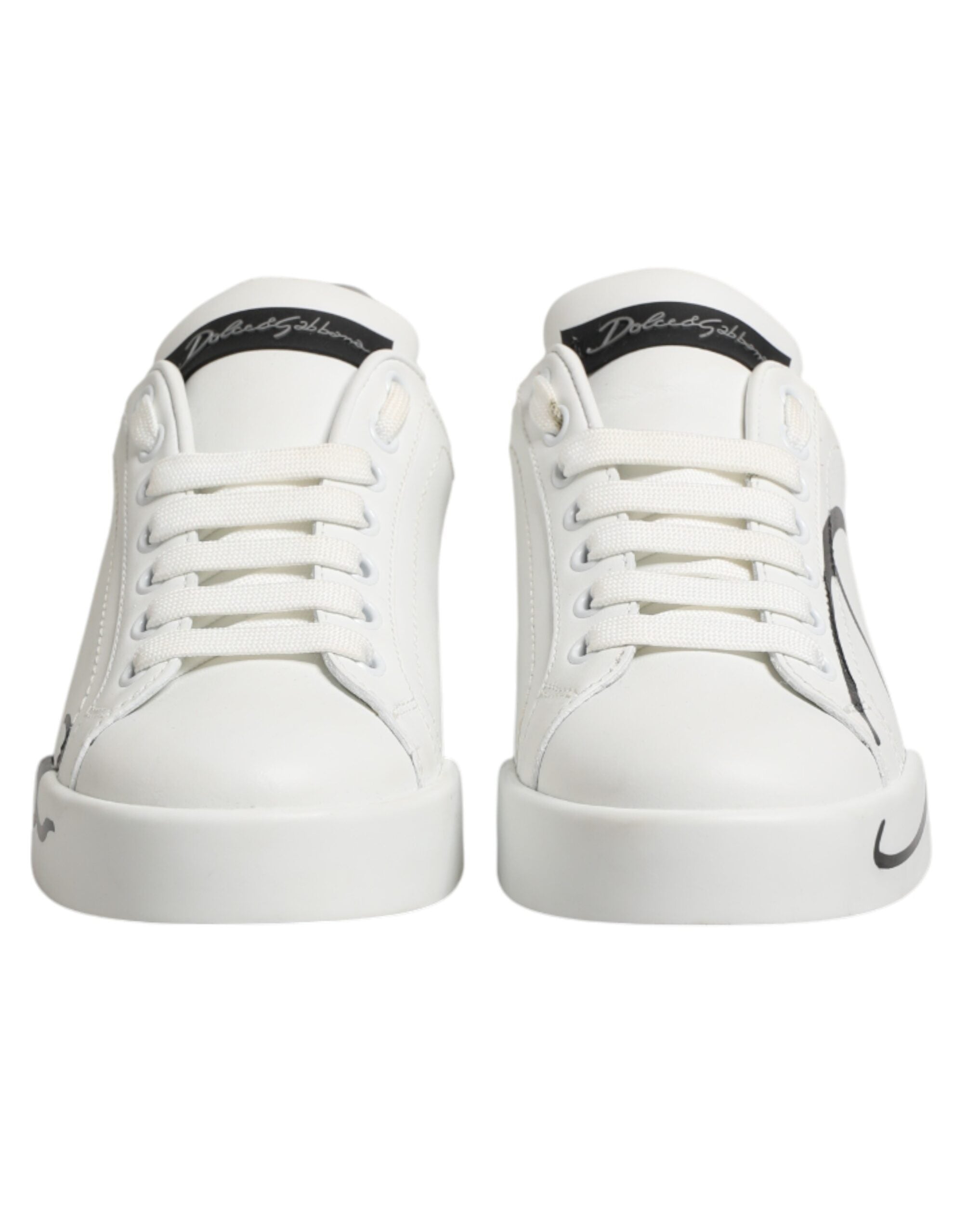 Weiße, graue Low-Top-Sneaker aus Leder