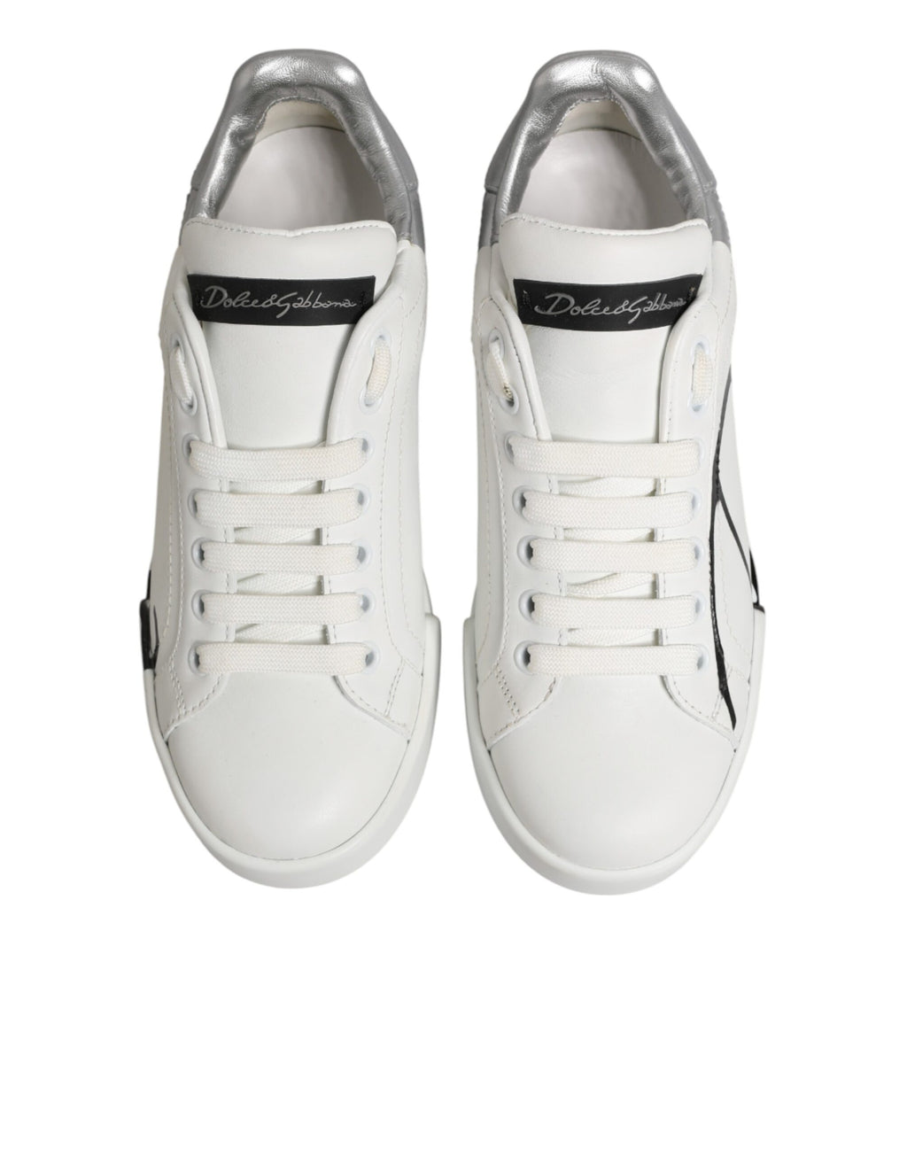 Weiße, graue Low-Top-Sneaker aus Leder