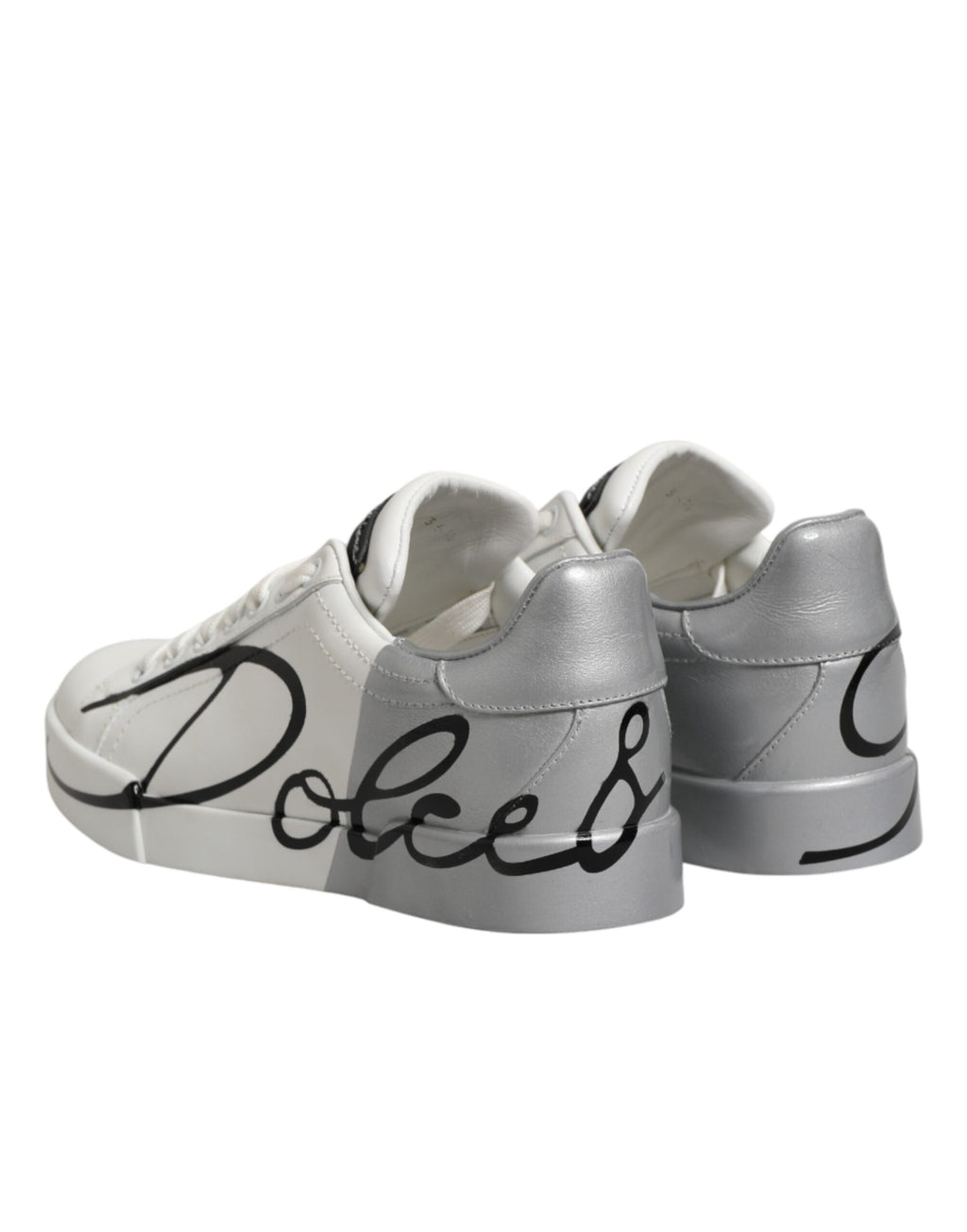 Weiße, graue Low-Top-Sneaker aus Leder