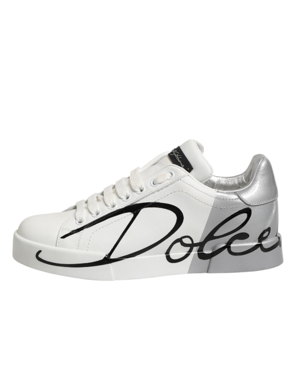 Weiße, graue Low-Top-Sneaker aus Leder