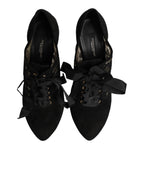 Black Floral High Heels LACE-UPS Pumps Shoes
