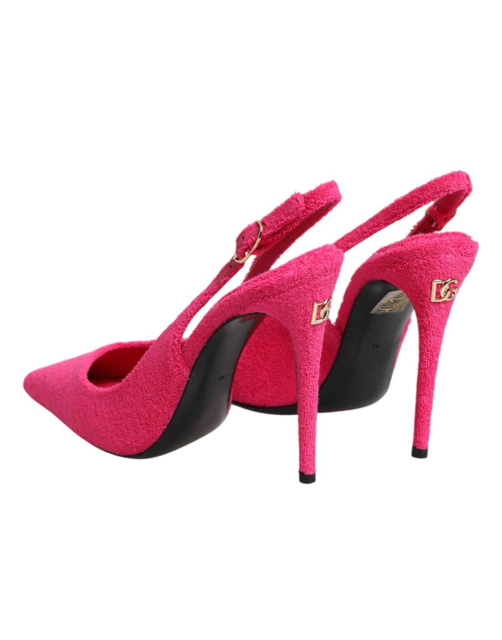 Pinke Frottee-High-Heels Slingpumps
