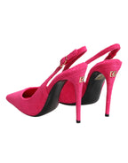 Pinke Frottee-High-Heels Slingpumps