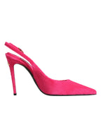 Pinke Frottee-High-Heels Slingpumps