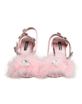Pink Sequined Ankle Strap Sandals Shoes