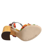 Multicolor Floral Crystal Embellished Sandals Shoes