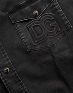 Black Cotton Long Sleeve Denim Casual Shirt