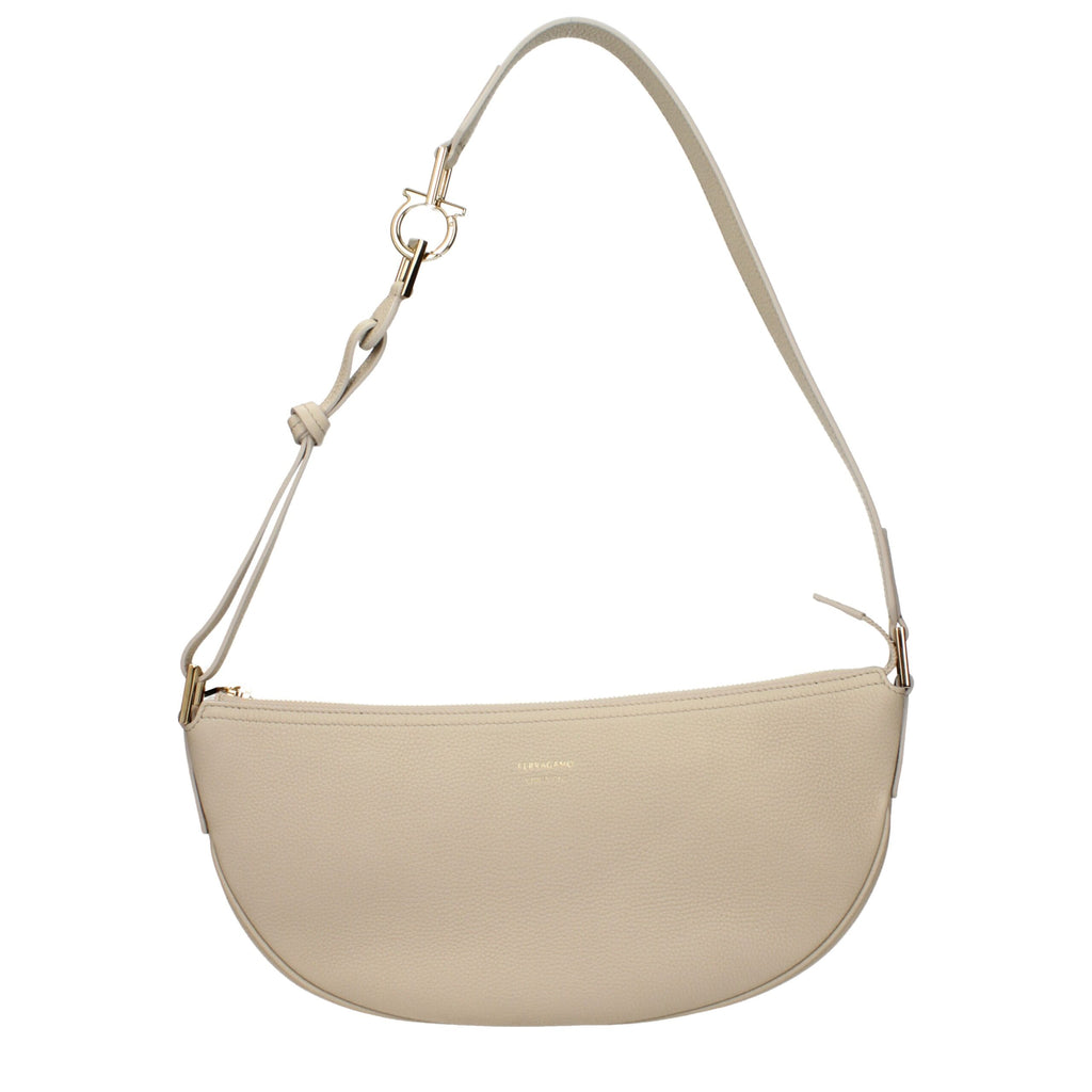 Schultertasche aus grauem Leder