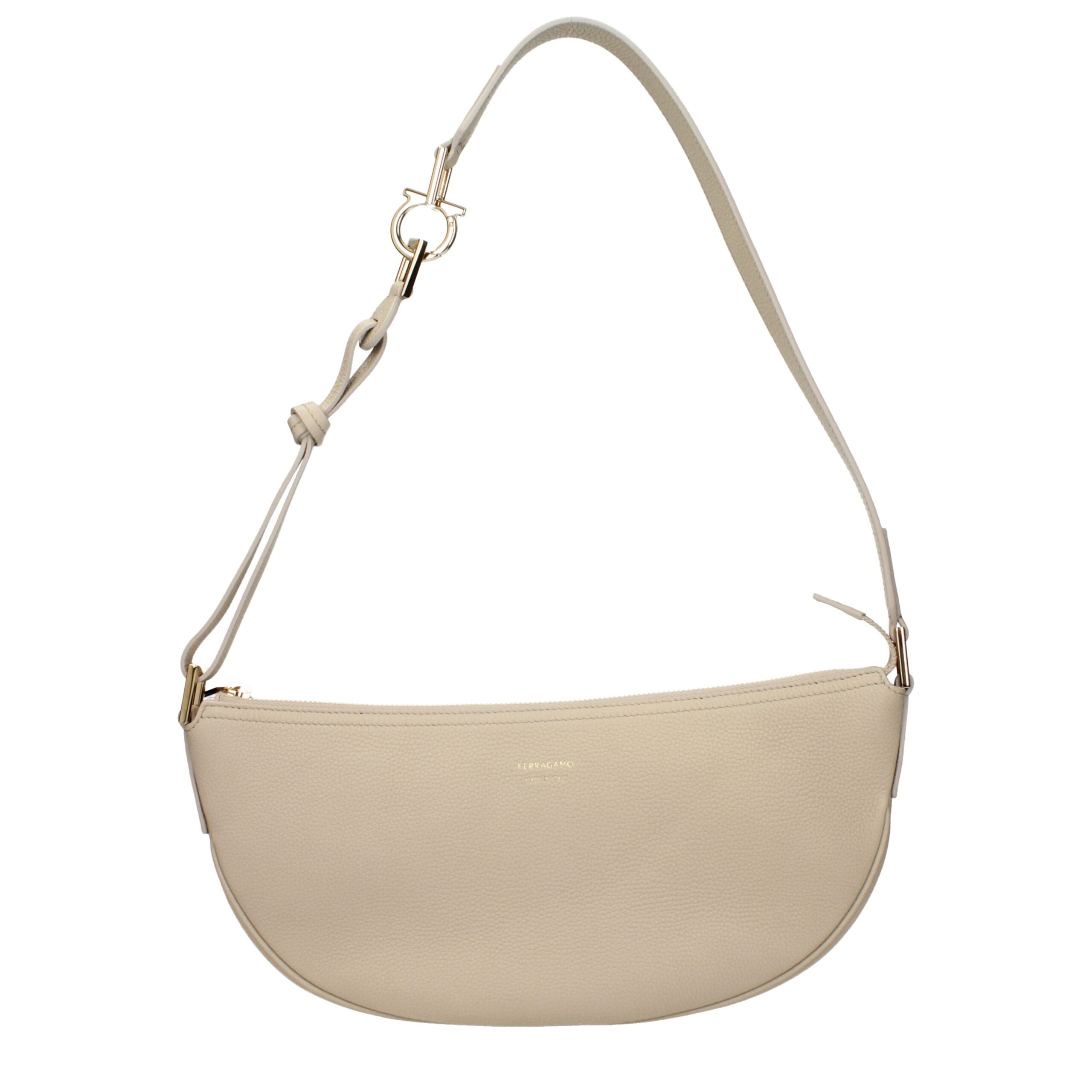 Schultertasche aus grauem Leder