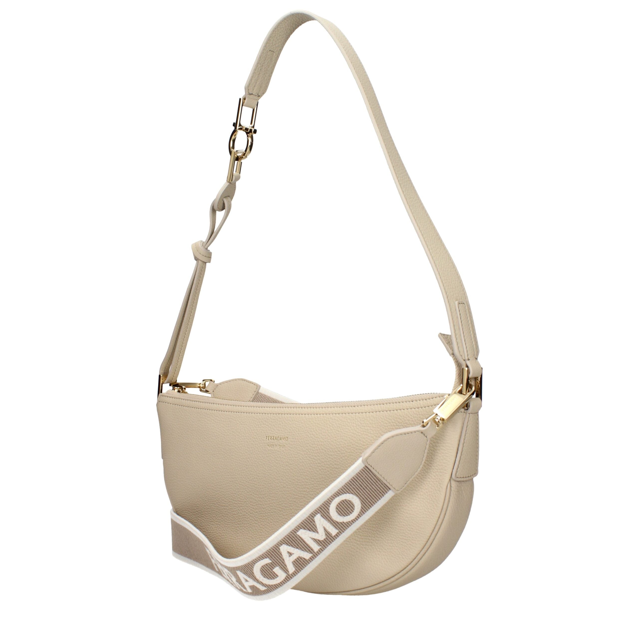 Schultertasche aus grauem Leder
