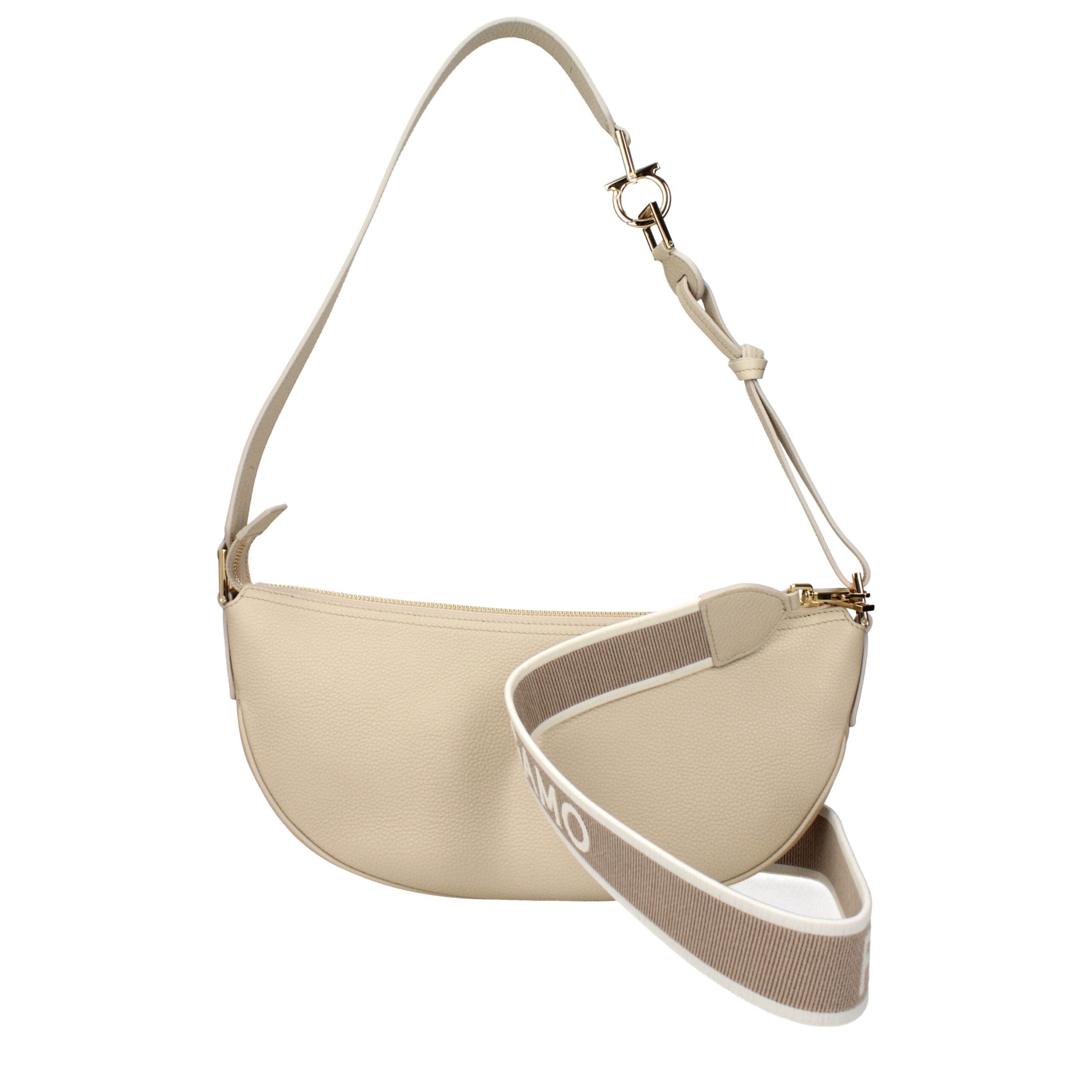 Schultertasche aus grauem Leder