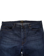 Blue Mid Waist Cotton Men Cropped Denim Jeans