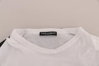White Cotton Black Silk Scarf Top T-shirt