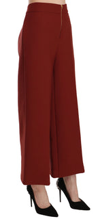 Red High Waist Cropped Flared Dress Formal Trouser Pants
