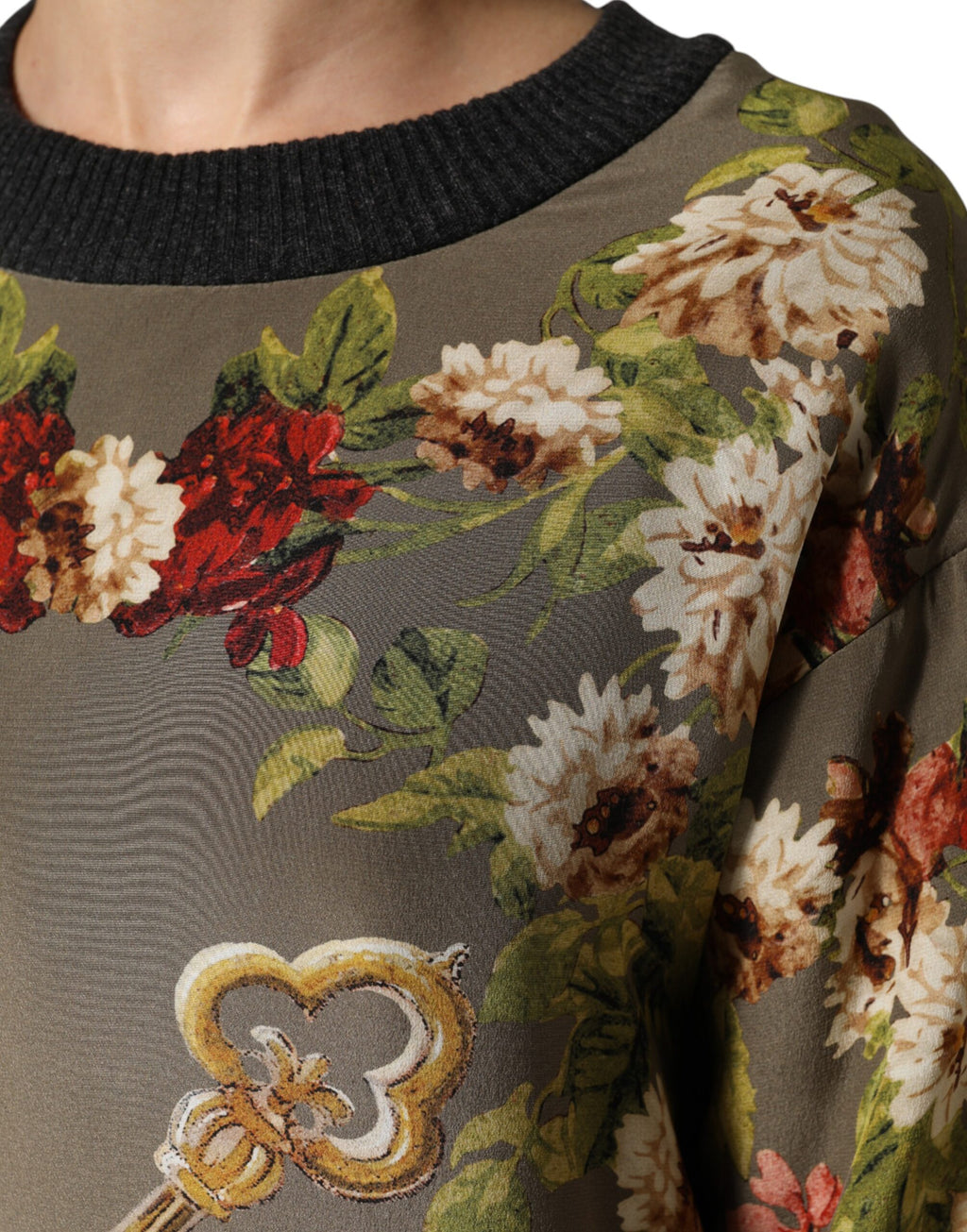 Enchanted Sicily Silk Crewneck Blouse Sweater