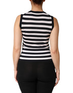 Black White Cashmere Silk Sleeveless Top