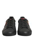 Schwarze Leder-Sneaker mit Herzverzierung