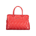 Red Polyurethane Women's Bag with Handles and Compartments