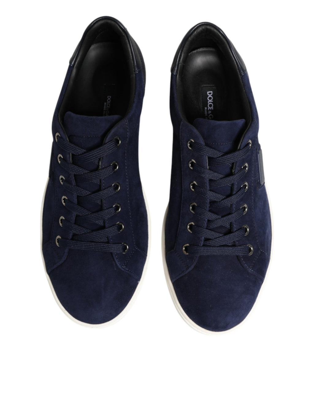Blaue Leder-Wildleder-Low-Top-Sneakers