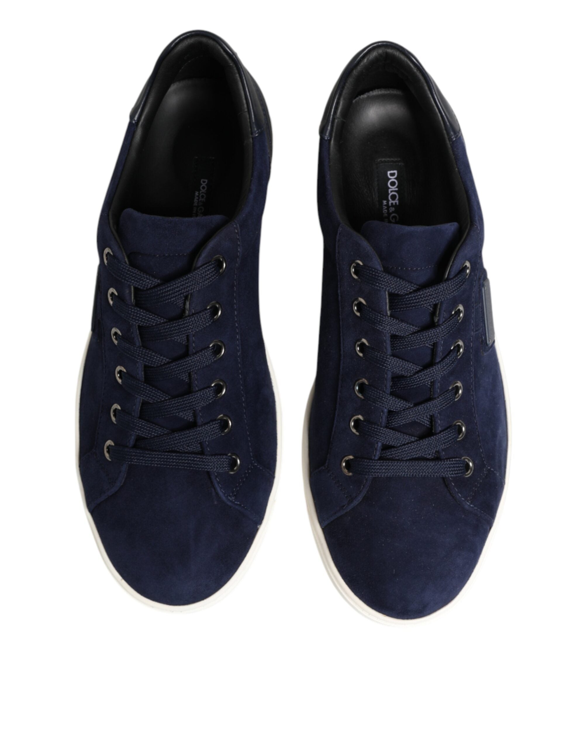 Blaue Leder-Wildleder-Low-Top-Sneakers