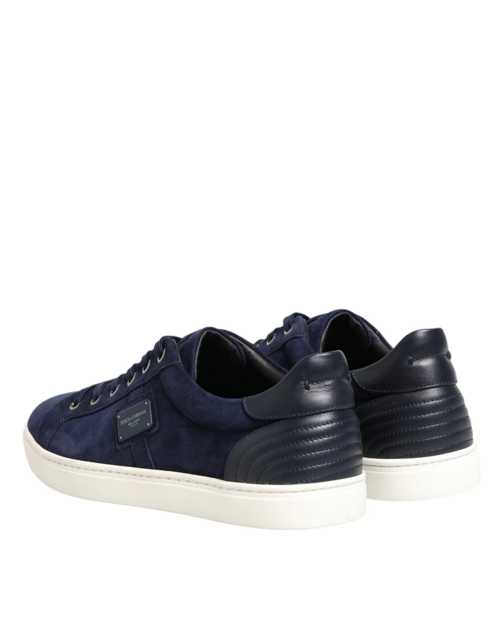 Blaue Leder-Wildleder-Low-Top-Sneakers