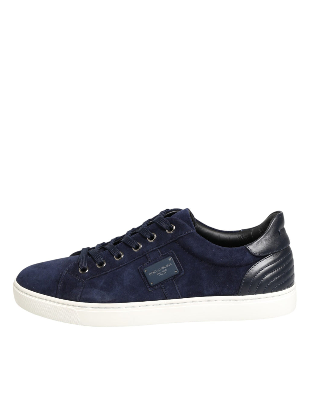 Blaue Leder-Wildleder-Low-Top-Sneakers