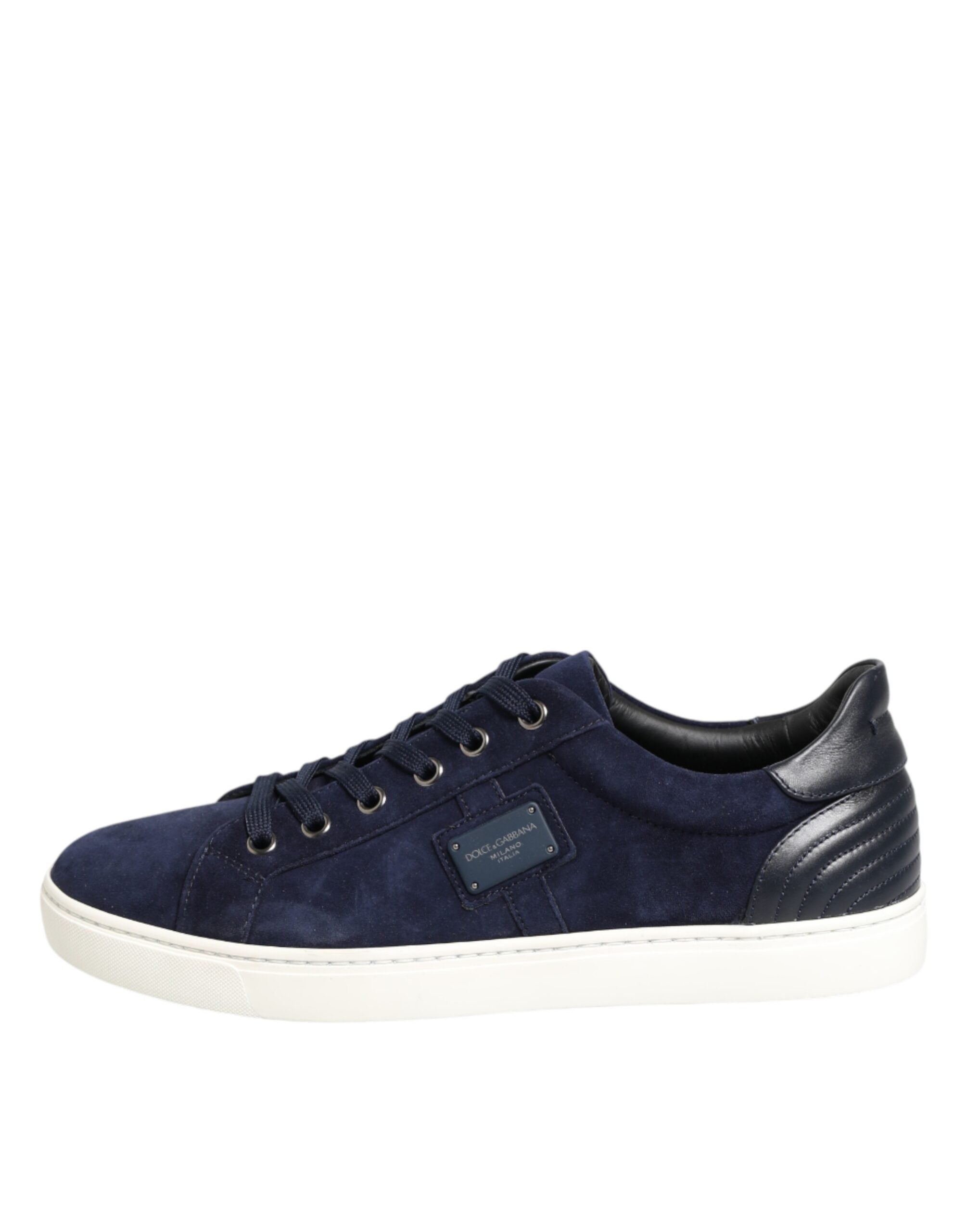 Blaue Leder-Wildleder-Low-Top-Sneakers