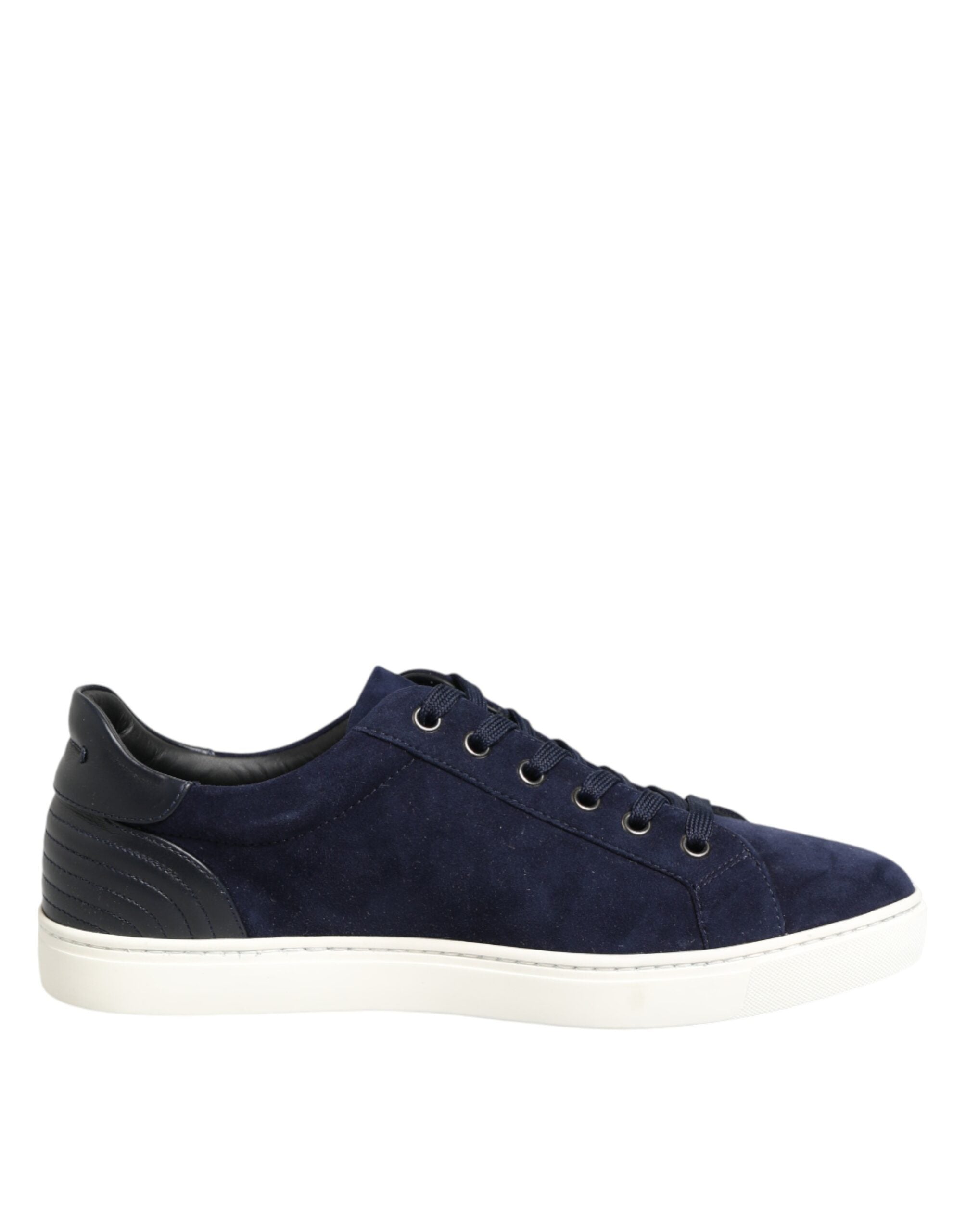 Blaue Leder-Wildleder-Low-Top-Sneakers