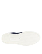 Blaue Leder-Wildleder-Low-Top-Sneakers