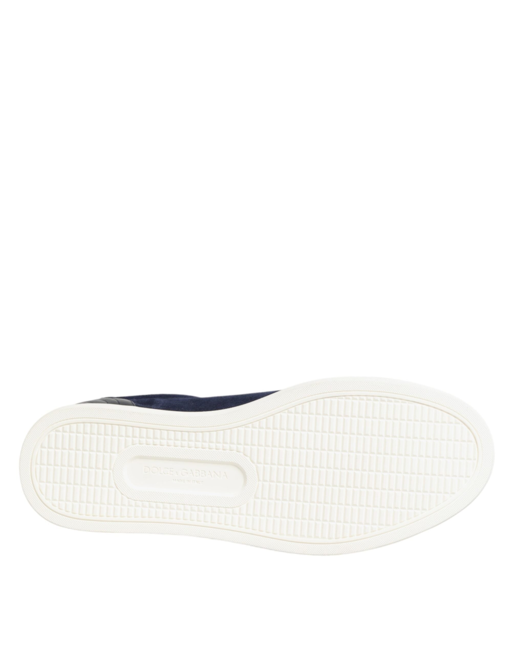 Blaue Leder-Wildleder-Low-Top-Sneakers