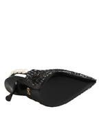 White Black Chevron Faux Pearl Slingbacks Schuhe