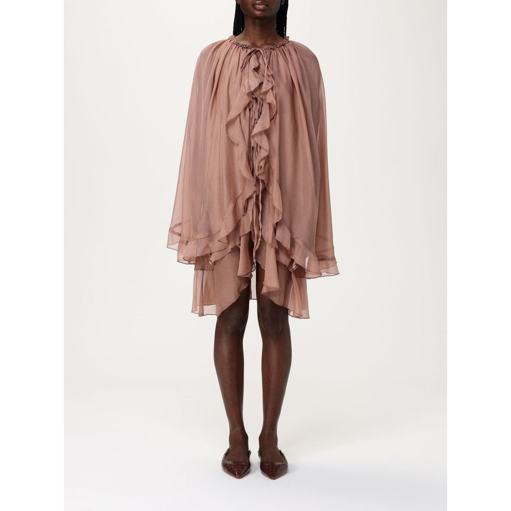 Beige Silk Cocktail Dress
