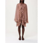 Beige Silk Cocktail Dress