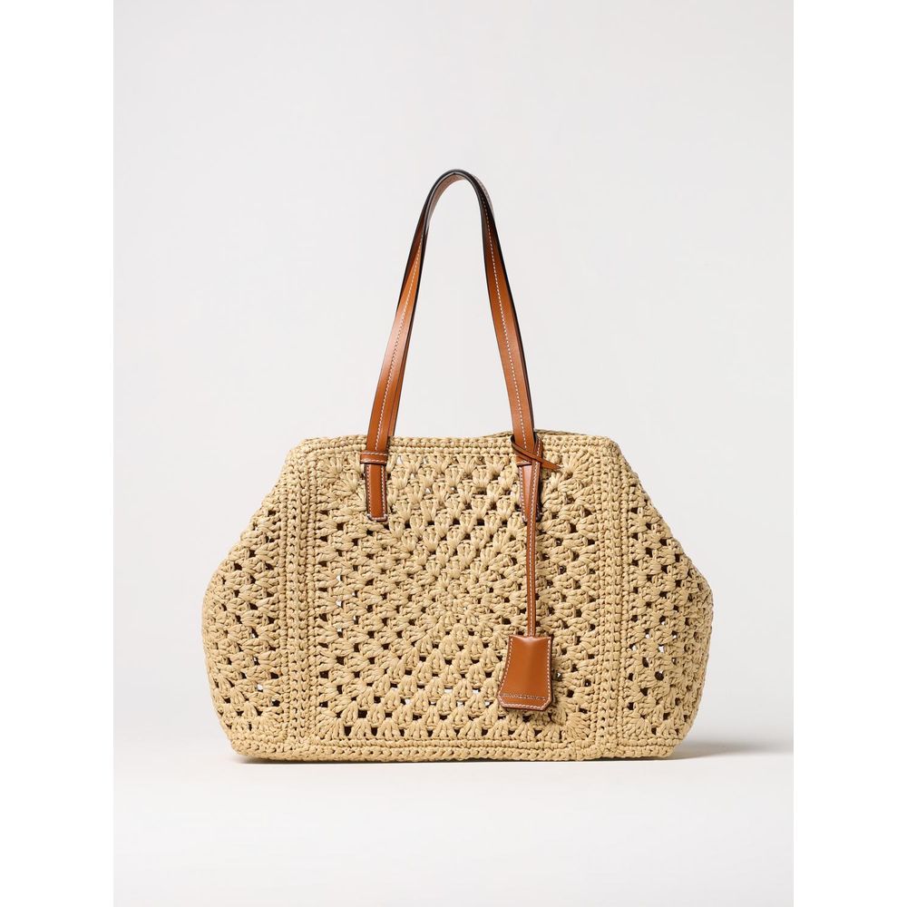 Beige Lederhandtasche